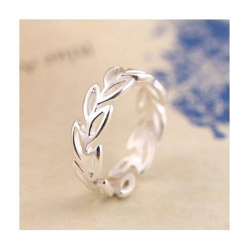 Simple Hollow Leaves Opening Ring 925 Sterling Silver Jewelry Fashion Wedding Rings For Women Bague Femme Free Shipping