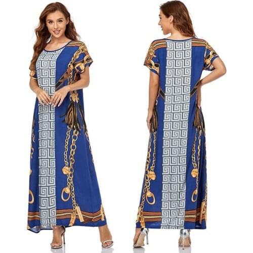 Abayas for Women Islamic Short Sleeve Muslim Dress Elegant Homewear Loose Casual Print Kaftan Moroccan Dubai Abaya Turkey Female