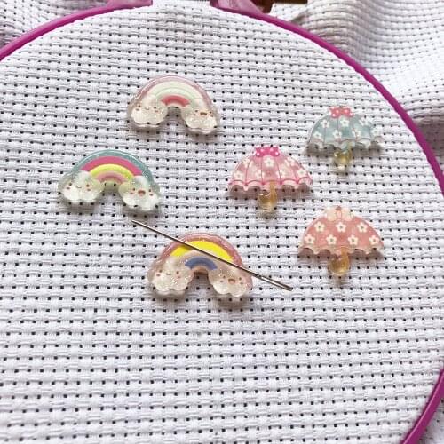 Umbrella rainbow Needle minder to keep track of your needle Cross Stitch Accessories
