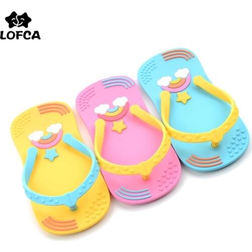 LOFCA 1pc Baby Teether Colorful Flip flops BPA Free Food Grade Baby Silicone Teething Toys Infant Chew Charms Teether Gifts