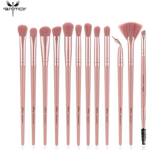 Anmor 12pcs/lot Makeup Brushes Set Pink Professional Eye Brow Make Up Brush Eyeshadow Eyeliner Eyelash Eyebrow Cosmetic Kit Tool