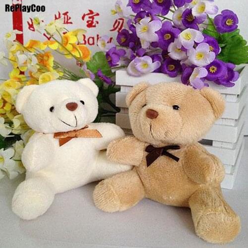 25pcs/lot Mini Teddy Bear Stuffed Plush Toys 10cm Small Bear Stuffed Toys pelucia Pendant Kids Birthday Gift Party Decor 042