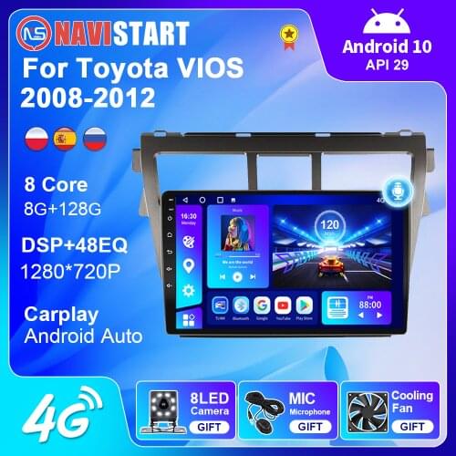 9 Inch For Toyota VIOS 2008-2012 2din Car Radio Multimedia Video DSP Caplay Player Navigation GPS Android 9.0 Sedan Camera DVD