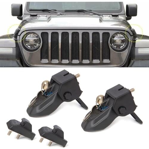 Car Hood Latches and Anti-Theft Hood Catch Lock Kits With Key For Jeep wrangler JL 2018 2019 2020 2Pcs