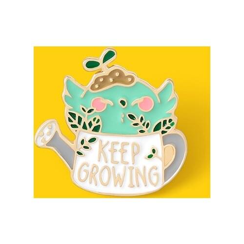 Keep Growing Plant Pot Enamel Pin Leaf Badges Cute Succulent Brooch Accessories for Plant Jewelry Gift for Friend 2021 Wholesale