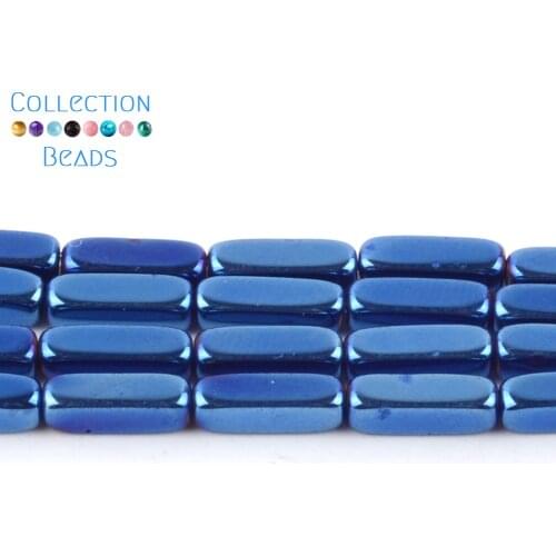 Natural Stone Blue Cuboid Shape Hematite Spacer Loose Beads For DIY Jewelry Making Necklace Bracelet Accessories 15'' 2x4mm