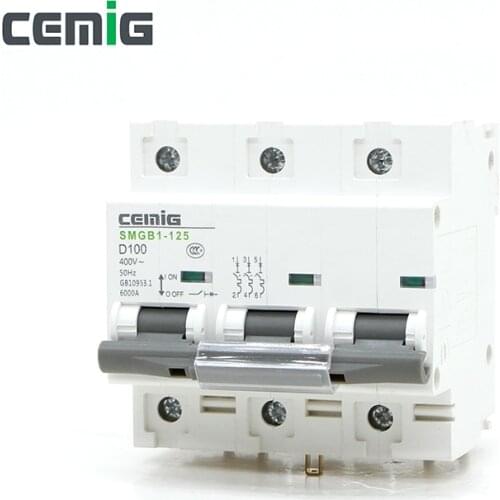 Cemig Miniature Circuit Breaker MCB SMGB1-125/3P AC400V 50/60Hz 35mm Din Rail High Breaking Capacity