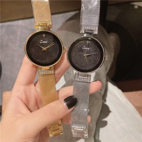 Cacaxi New Ladies Star sky Watches Women Mesh Strap Bracelet Wristwatch Womens Fashion Quartz Clock reloj mujer Casual A166