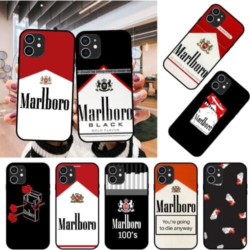 Phone Case For Apple IPhone 12 Mini 11 Pro XS MAX 7 8 6S X XR Plus 2020 Black Cover Prime Tpu ART Rose Marlboros Cigarette