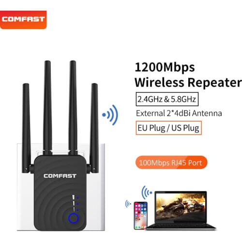 COMFAST 1200Mbps Home Wireless Extender Router Wifi Repeater 5Ghz Long Wifi Range Extender Booster 4*2dbi Antenna CF-WR754AC