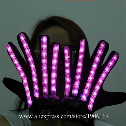 Colorful LED Luminous Gloves Laser Show Garment Stage Props Nightclub Singer Dancer Bright LED Light Gloves For Party Supplies