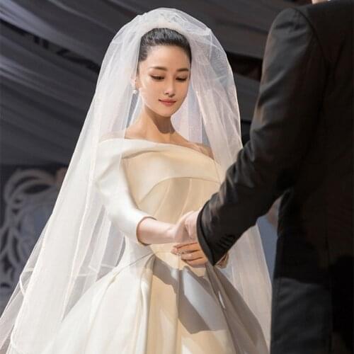 Popodion Wedding Aaccessories Wedding Veil Long 3 Meters Satin Edge Ivor Wedding Veil Bridal Veils for Bride with Comb