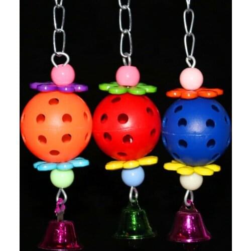 Pet Parrot Bird Toys Swing Ball Bell Flower Design