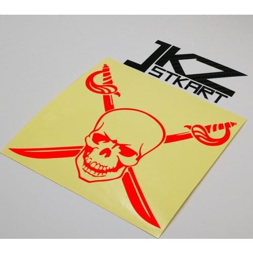 JKZ STKART Vinyl Die Cut Sticker Car Decal Skull Cross Knives Pirate Mark 14x12cm for Motor Bike Laptop Helmet Decorated Sticker