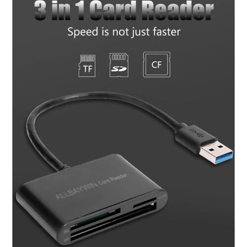 Mini USB3.0 Card Reader Supports Hot-Swappable 3-In-1 Universal Memory/TF/CF Card Compatible With Windows Mac Os Linux