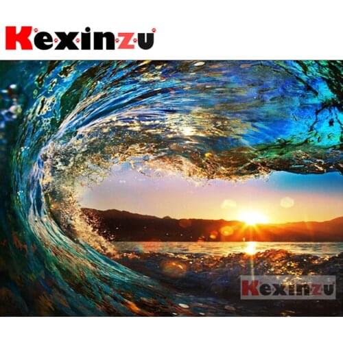 Kexinzu Full 5D DIY Square/Round Diamond Painting"Sea water waterfall"3D Embroidery Cross Stitch Mosaic diamond painting Gift X1