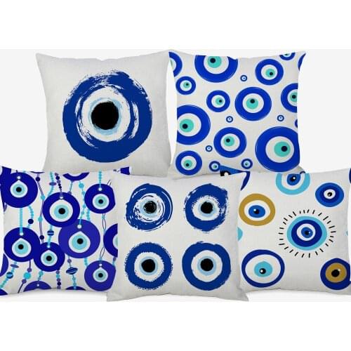 Evil Eyes Cushion Covers Hand Painting Turkish Middle East Culture Art Decorative New Pillow Case For Sofa Couch