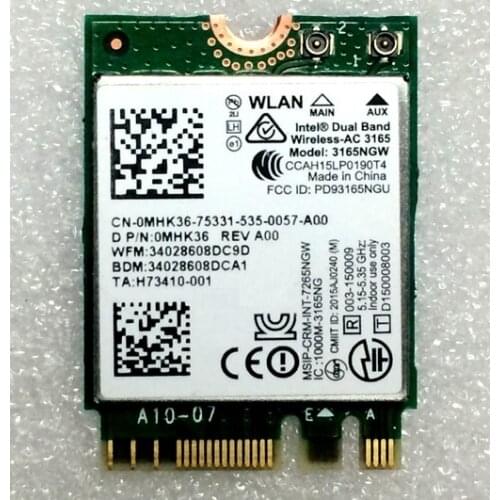 SSEA new for Intel Dual Band Wireless-AC 3165 3165NGW WIFI Bluetooth4.0 NGFF wifi card 802.11AC 433Mbps for DELL 14-5457 5457