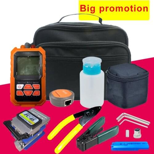 FTTH fiber optic tool kit FC-6S Fiber Cleaver Optical Power Meter 5km Visual Fault Locator with Stripping Pliers