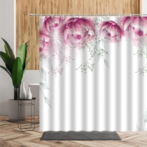 Girly Romantic 3D Flowers Waterproof Shower Curtain Nordic Minimalist Bathroom Decoration Bathtub Screen Polyester Bath Curtains