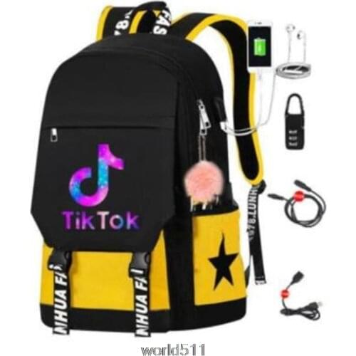 Tik Tok Backpack Women Men School Bags for Teenage Boys USB Charge Back Pack Large Capacity Tik Tok Teen Bagpack birthday Gift