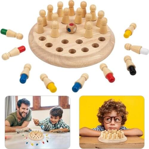 Fun Block Board Game Kids Wooden Memory Matchstick Chess Game Educational Color Cognitive Ability Toy For Children