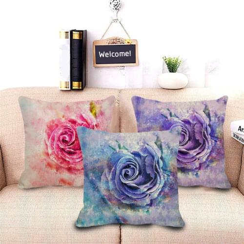 XUNYU Beautiful Watercolor Flowers Cushion Cover Pillowcase Sofa Car Seat Decorative Throw Pillowcase 45x45cm D0059