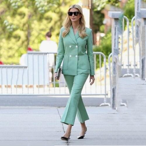 2 Pcs Double Breasted Women Pant Suits Plus Size Custom Made Ladies Pantsuit Blazer+Pants for Work Pantsuit for Wedding Party
