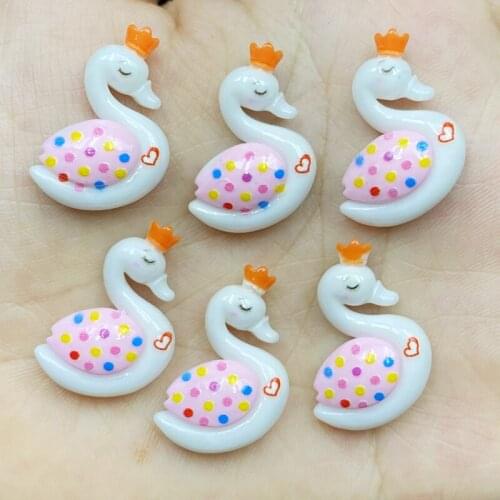 10pcs/lot kawaii resin Cute Mini Swan flatback cabochons For Hair Bow Centers DIY Scrapbooking Decor C25