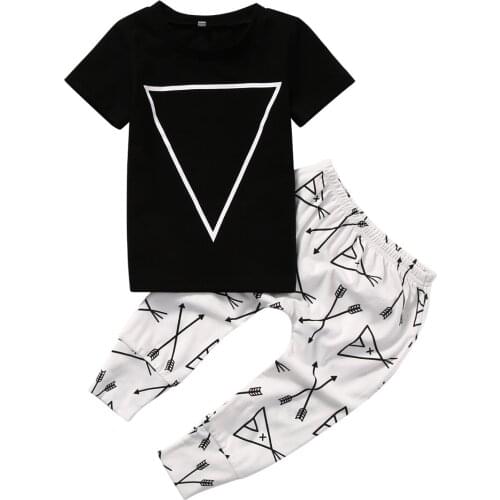 2017 2Pcs Newborn Baby Boys Girls Kid Arrow Tops T Shirt &Pants Outfits Set Clothes