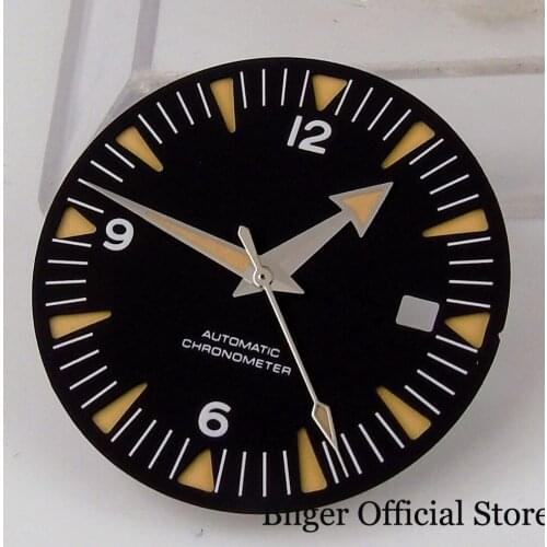 31mm Sterile Black / Blue Automatic Watch Dial Date Diaplay for MIYOTA 8215 8205 Movement