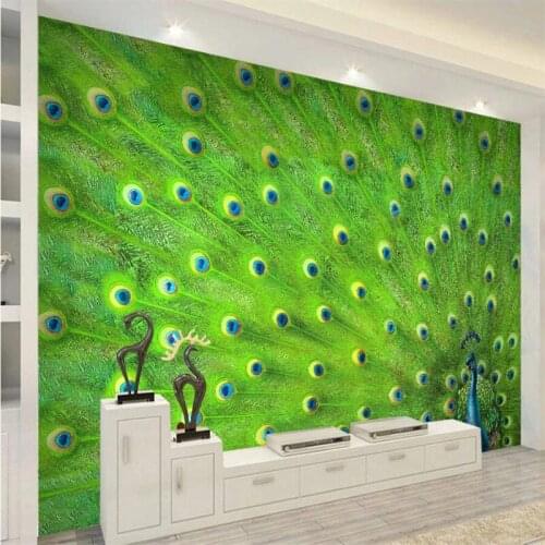 Custom 3D Wallpaper 8D Mural Peacock Feather Bedroom Living Room TV Background Wall Decorative Painting Waterproof Canvas