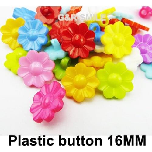 50PCS 16MM Colors Dyed Plastic sunflowers buttons coat boots sewing clothes accessory toy button P-032