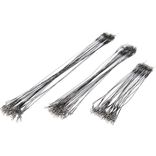 72Pcs Anti-bite Fishing Lure Wire Trace Leader Swivel Stainless Steel Rolling Swivels for Spinning Pike Fishing 15/20/25cm