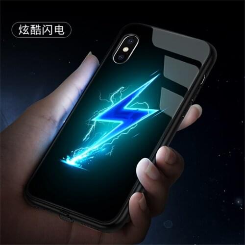 Lightning Tempered Glass Case for IPhone 11 12 Pro Max Case Flash LED Cover for IPhone 7 8 Plus X Xr Xs Max SE 2020 12 Mini Case