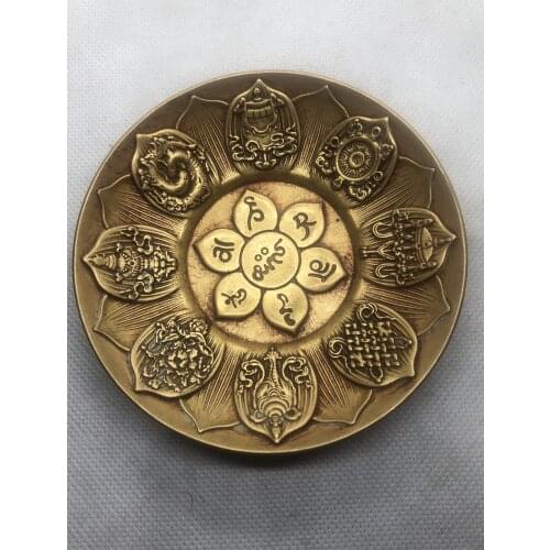 Home Furnishing Decoration Brass Carving Lotus Disc Metal Arts and Crafts