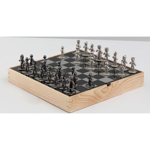 European-style log color solid wood international chessboard home decoration ornaments soft decoration living room chessboard