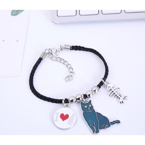 Dropshipping Cute Lovely Cat Bracelet Fashion Jewelry girl Chain DIY Bracelet Hand Lucky Cat pendant For Women Girls gifts