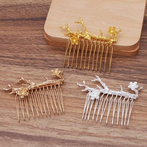 5PCS Metal Alloy Branch Hair Combs 12 Teeth Hair Comb For Women Hair Accessories For Jewelry Making