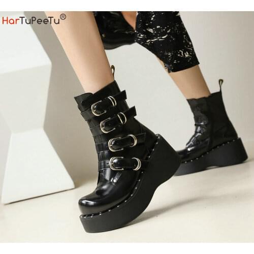 HARTUPEETU Women's Wedge Ankle Boots