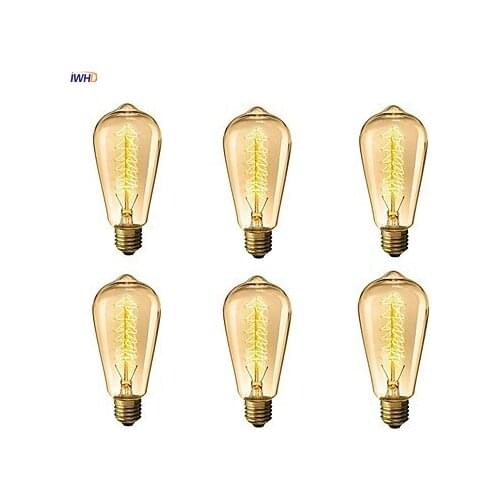 IWHD Lampada Edison Bulb Vintage Lamp ST64 40W E27 220V For Decor Retro Lamp Incandescent A19 G80 St58 T185