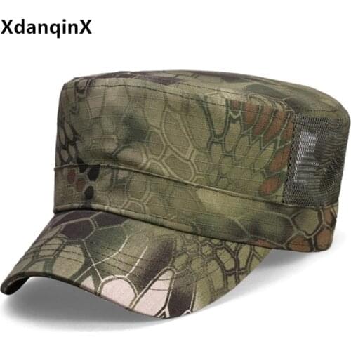XdanqinX camouflage hat mens flat cap army military hat womens breathable mesh caps ventilated casual sports cap couple hats