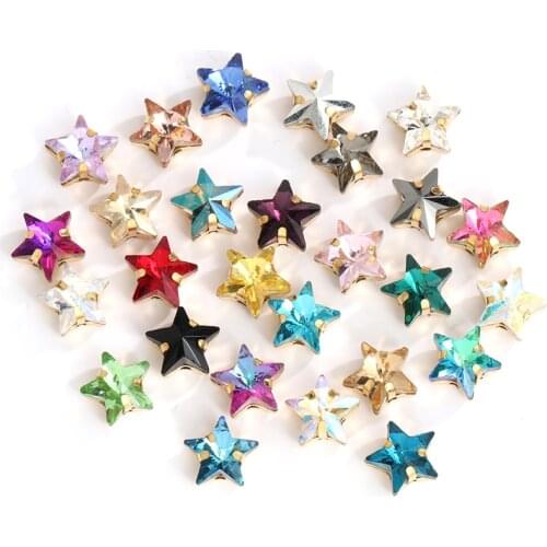 Pipatian Star Sew on Button Clothing Needlework Strass Metal Base Crystal Sticker Crafts Trim Seed-Beads Stitch Gems Stone