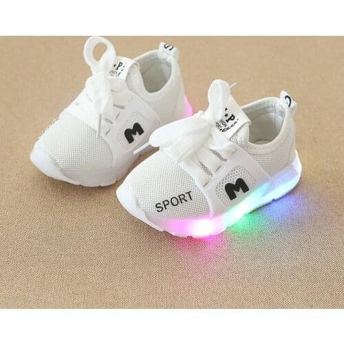 LED Toddler & Children Shoes Soft Bottom Fashion Breathable Little Kids Sneakers Baby Boys & Girls Air Mesh ShoeSize 21-30
