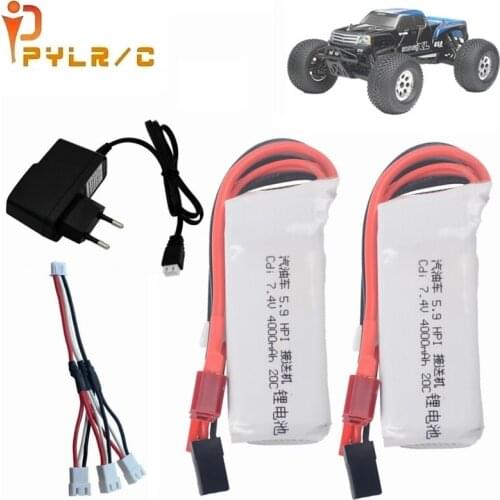 7.4v 4000mah lipo battery and charger for HPI XL OCTANE gasoline 5.9 1/8 for 7.4V 20C Cdi receiver lithium battery