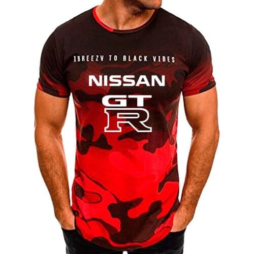 Mens T-shirt GTR Car logo Summer new casual short sleeve Cotton high quality Pure cotton Fashion trend Camouflage Mens tops