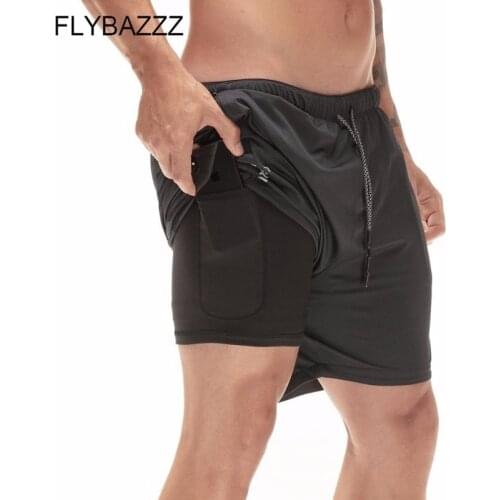 2019 New Mens Running Shorts Male Double-deck Quick Drying Men Sports Shorts Mens 2 In 1 Workout Shorts Jogging Gym Shorts Men