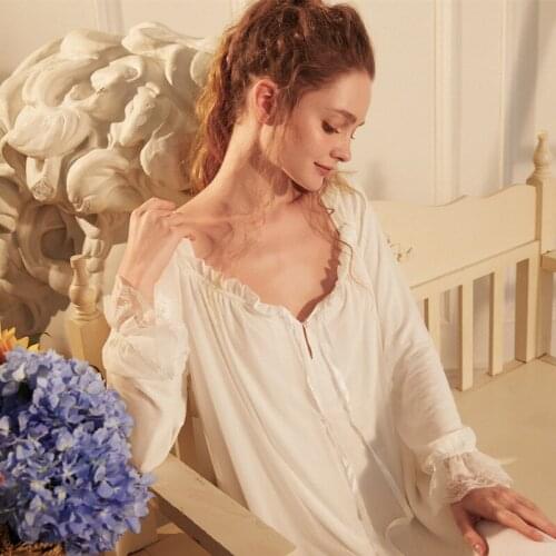 Wasteheart Women Homewear Female Cotton Pink White Sexy Sleepwear Nightdress Lace Bow Nightwear Nightgown Sleepwear Luxury Gown