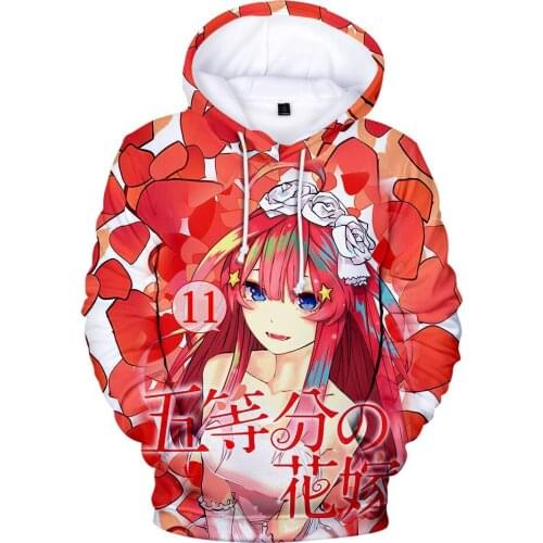 2021 New Nakano Miku The Quintessential Quintuplets 3D Anime Hoodies Sweatshirts Men Woman Hooded Casual Street Clothing
