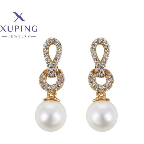 Xuping New Arrival Jewelry Imitation Pearl Women Gold Color Plated Synthetic Cubic Zirconia 92908